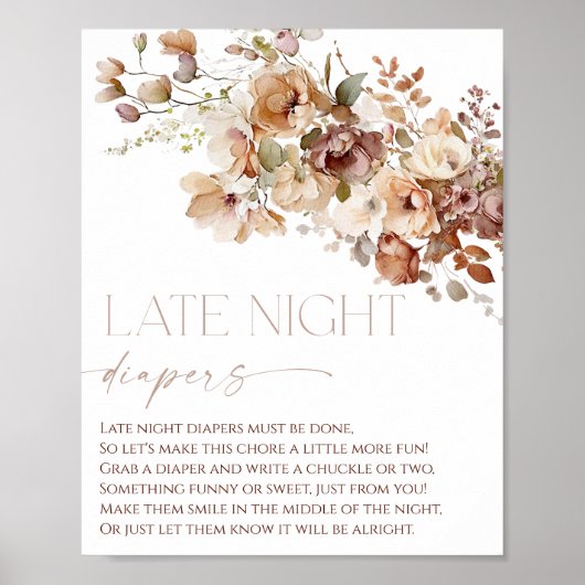Late night luiers boho herfst herfstbloemen poster (Voorkant)