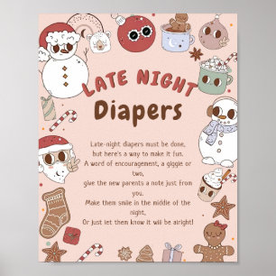 Late Night Luiers Kerst Baby shower Spel Poster