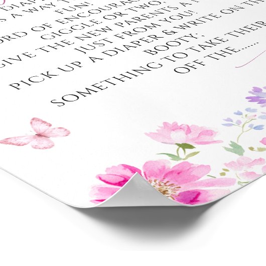 Late Night Luiers Minimalistisch Baby shower Poster (Hoek)