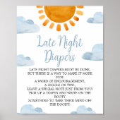 Late Night Luiers Zon Baby shower Poster (Voorkant)