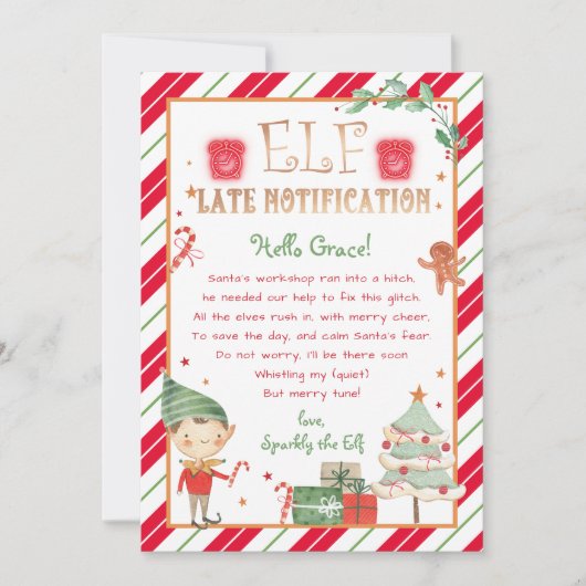 Late Notice van Elf Late Notify Personalize Kaart (Voorkant)