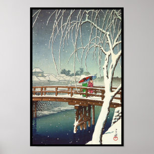 Late sneeuw langs de Edo rivier Hasui Kawase winte Poster