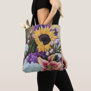 "Late Summer Bouquet" Floral Canvas tas