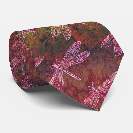 Late Summer Dragonfly Pattern Stropdas (Opgerold)