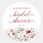 Late Summer Wildflower Boho Bruiloftsfeest Ronde Sticker (Voorkant)