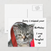 Late verjaardag kitten briefkaart (Voorkant / Achterkant)