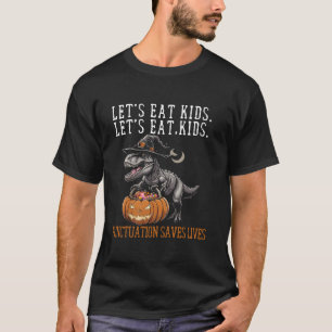 Laten eten Kinder dinosaurus Zombie Trick Treat Di T-shirt