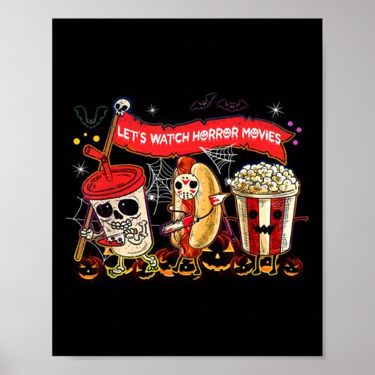 Laten kijken Horror Films Halloween Fun Ghost Skel Poster (Voorkant)