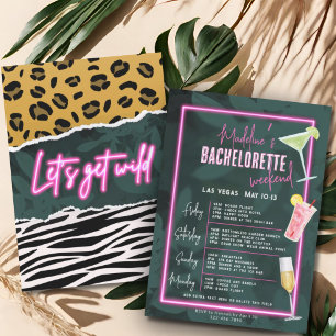 Laten krijgen wild zebra luipaard neon roze bachel kaart