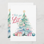 Laten we aangestoken kerst uitnodiging (Voorkant / Achterkant)