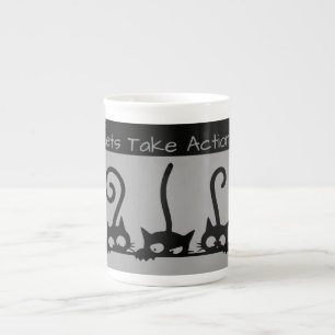 Laten we ! actie ondernemen ,Naughty Cats, Special Porselein Kop