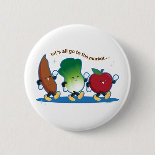 Laten we allemaal naar de markt gaan ronde button 5,7 cm