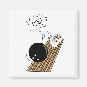 laten we angstige bowlingkegels cartoon humor spli magneet