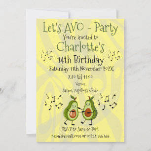 Laten we Avo-Party Avocado Pun Party Uitnodiging