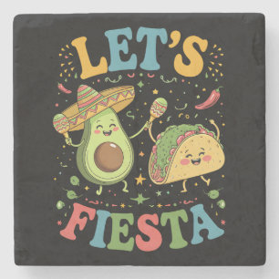 Laten we Avocado en Tacos Cinco De Mayo vieren Stenen Onderzetter