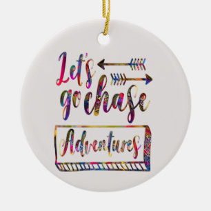 Laten we avonturen najagen Adventures Retro quote Keramisch Ornament