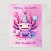 Laten we Axolotl Girl's verjaardagsfeestje vieren Briefkaart (Voorkant)