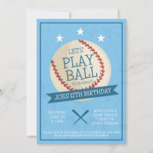 Laten we Ball Blue Baseball Verjaardag uitnodiging