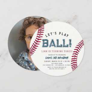 Laten we ballen Baseball Foto Verjaardagsuitnodigi Kaart