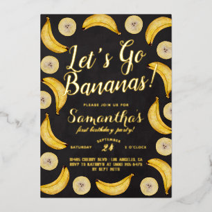 Laten we Bananas Birthday gaan Folie Uitnodiging