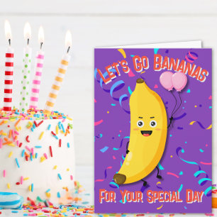 Laten we Bananas Birthday gaan Kaart
