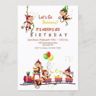 Laten we Bananas Birthday Party gaan Kaart