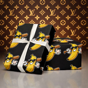Laten we Bananen Retro Honkbal Banaan Grappig Cadeaupapier