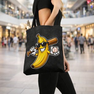 Laten we Bananen Retro Honkbal Banaan Grappig Draagtas