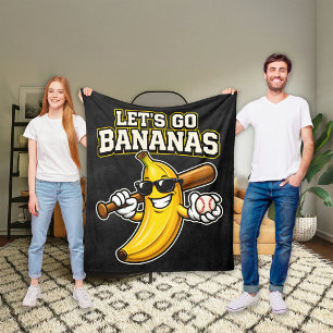 Laten we Bananen Retro Honkbal Banaan Grappig Fleece Deken