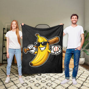 Laten we Bananen Retro Honkbal Banaan Grappig Fleece Deken
