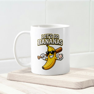 Laten we Bananen Retro Honkbal Banaan Grappig Koffiemok