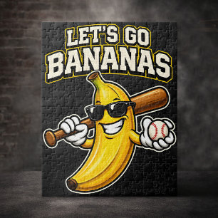 Laten we Bananen Retro Honkbal Banaan Grappig Legpuzzel