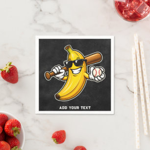 Laten we Bananen Retro Honkbal Banaan Grappig Servet