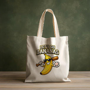 Laten we Bananen Retro Honkbal Banaan Grappig Tote Bag