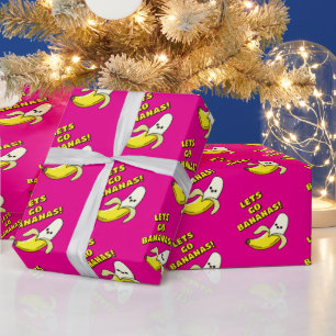 Laten we Bananen Worden, Helder Roze Cadeaupapier