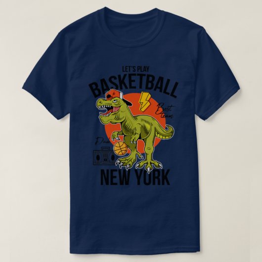 Laten we basketbal spelen met de rex New York T-shirt (Design voorkant)