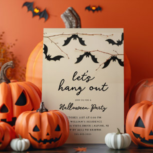 Laten we Bats Halloween Party ophangen Kaart
