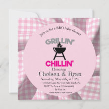 Laten we BBQ Baby Shower Uitnodiging • Gingham Bab
