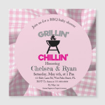 Laten we BBQ Baby Shower Uitnodiging • Gingham Bab