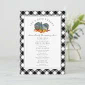 Laten we Bedankt Blue Gourd Plaid Thanksgiving gev Menu (Staand voorkant)