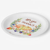 Laten we Bedankt Herfst Wreath Pumpkin Thanksgivin Papieren Bordje (Gekanteld)