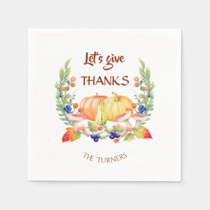 Laten we Bedankt Herfst Wreath Pumpkin Thanksgivin Servet