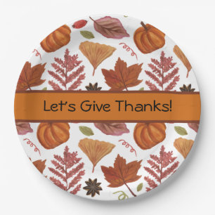 Laten we Bedankt Thanksgiving geven Papieren Bordje