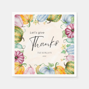 Laten we Bedankt Waterverf Pompoen Thanksgiving ge Servet