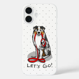 Laten we beginnen! Australian Shepherd (blauwe mer iPhone 16 Hoesje