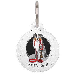 Laten we beginnen! Australian Shepherd (blauwe mer Huisdierpenning
