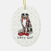 Laten we beginnen! Australian Shepherd (blauwe mer Keramisch Ornament (Achterkant)