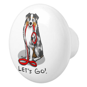 Laten we beginnen! Australian Shepherd (blauwe mer Keramische Knop