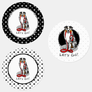 Laten we beginnen! Australian Shepherd (blauwe mer Labels