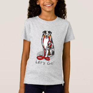 Laten we beginnen! Australian Shepherd (blauwe mer T-shirt
